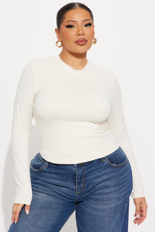 Second Skin Double Lined Long Sleeve Top - Bone