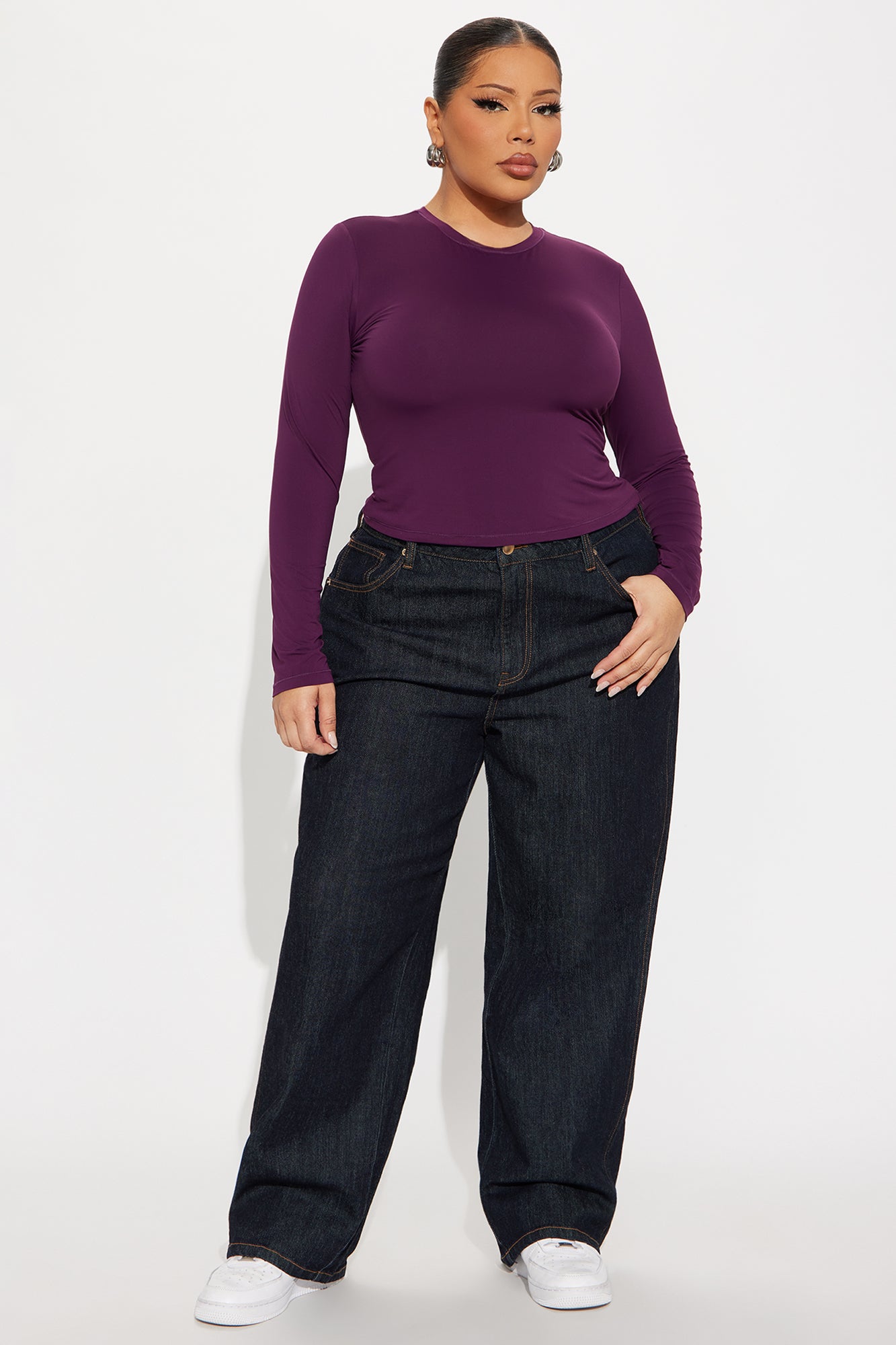 Second Skin Double Lined Long Sleeve Top - Plum
