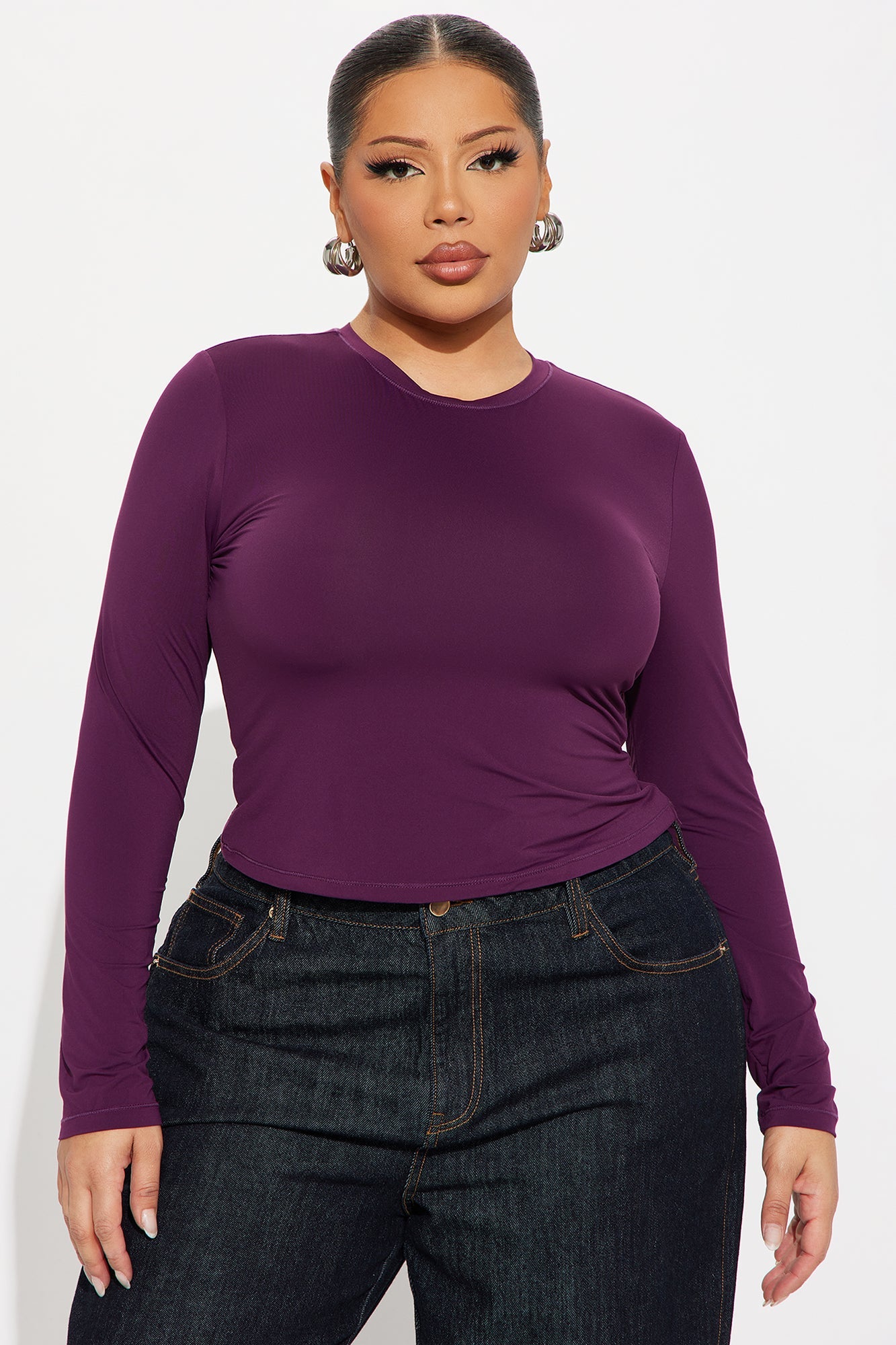 Second Skin Double Lined Long Sleeve Top - Plum