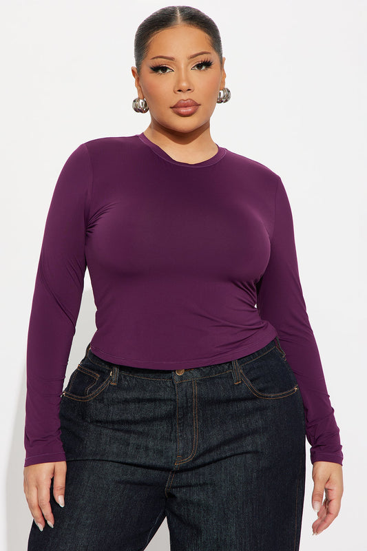 Second Skin Double Lined Long Sleeve Top - Plum