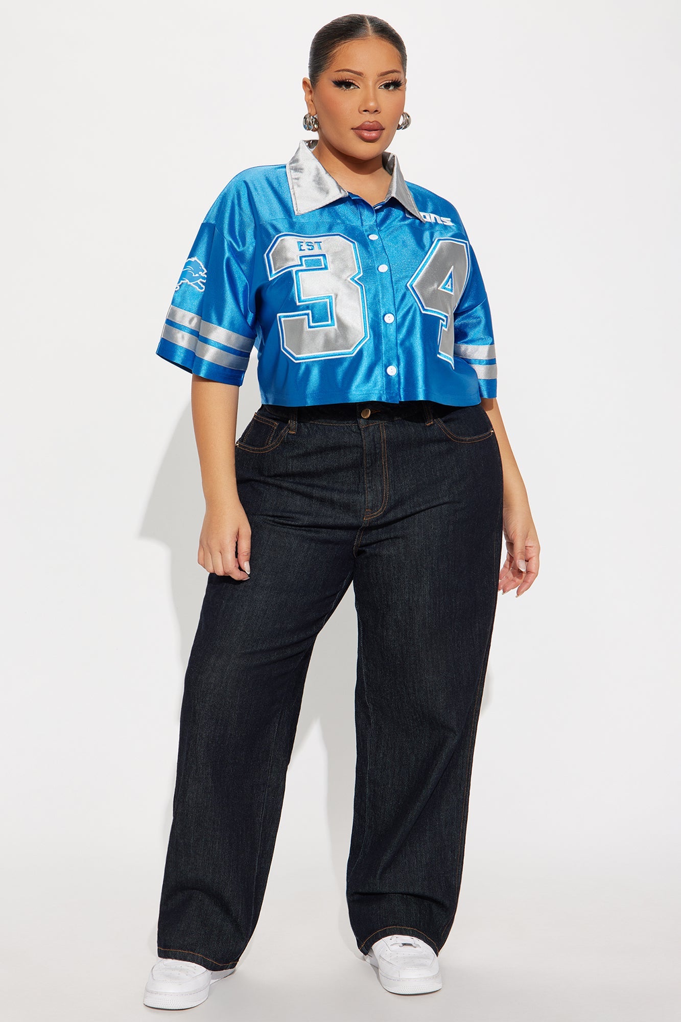 NFL Detroit Lions Cropped Shirt - Blue/combo
