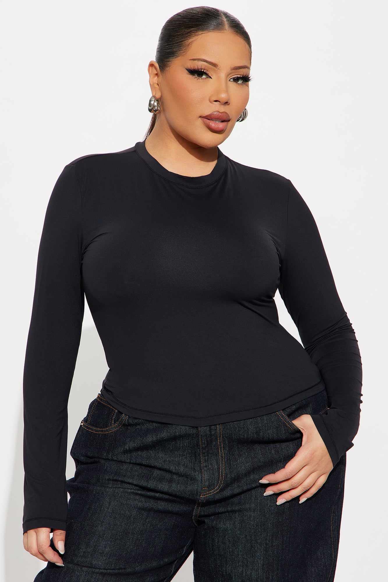 Second Skin Double Lined Long Sleeve Top - Black