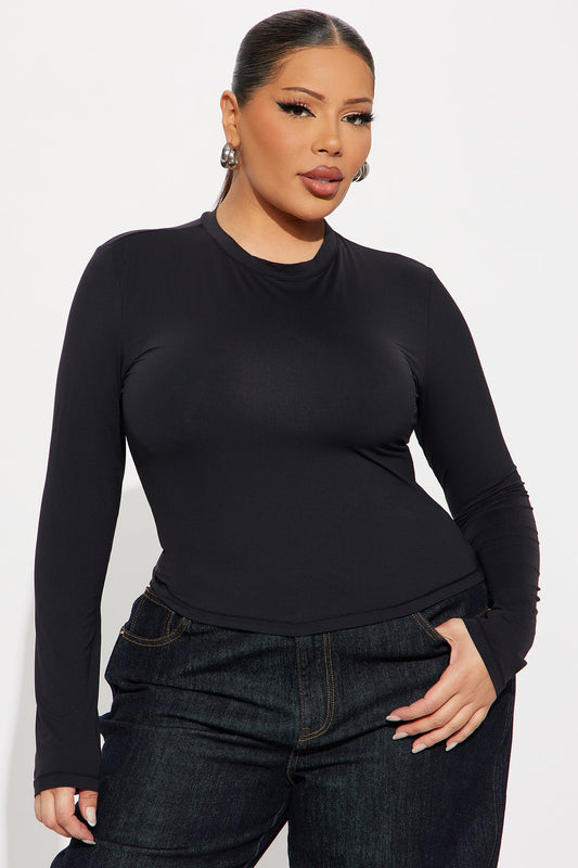 Second Skin Double Lined Long Sleeve Top - Black