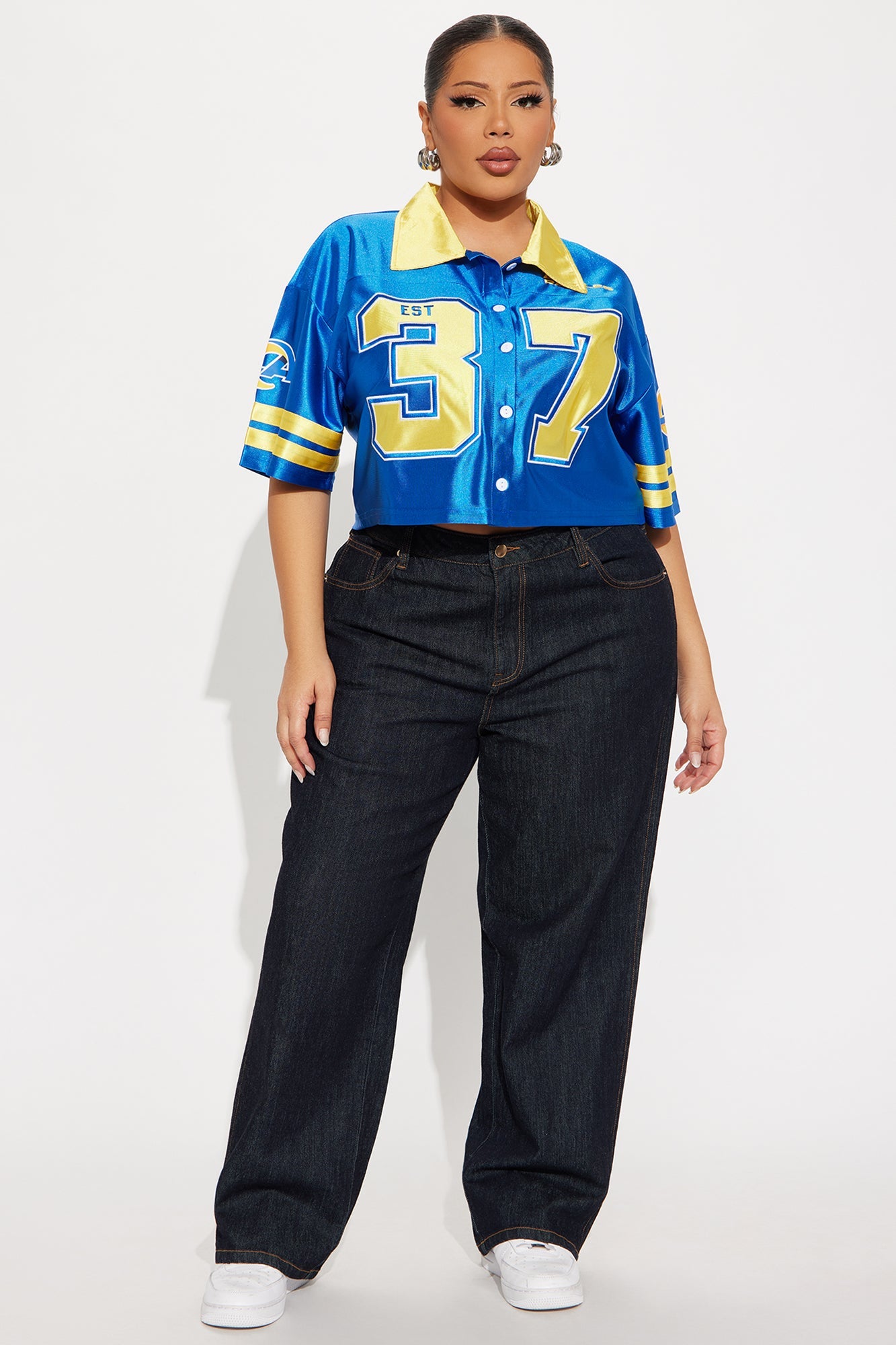 NFL LA Rams Cropped Shirt - Royal/combo