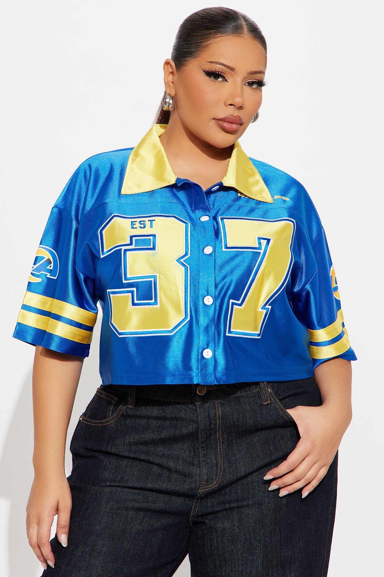 NFL LA Rams Cropped Shirt - Royal/combo