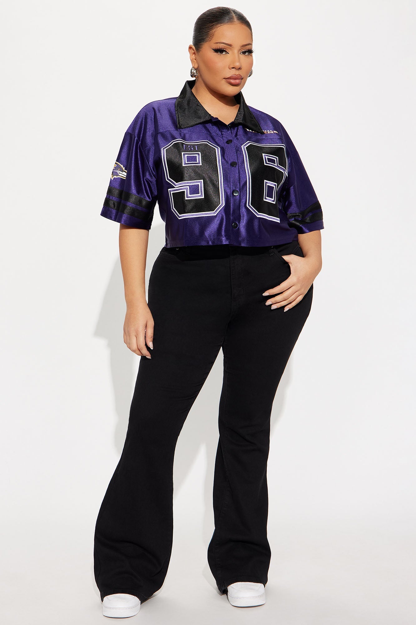 NFL Baltimore Ravens Cropped Shirt - Purple/combo