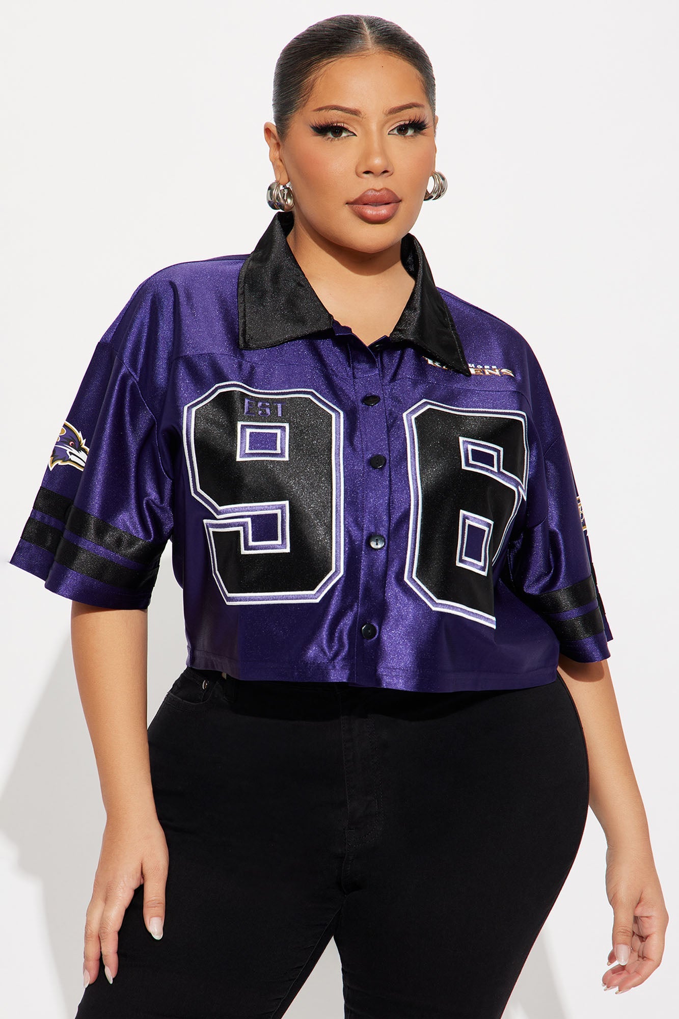 NFL Baltimore Ravens Cropped Shirt - Purple/combo