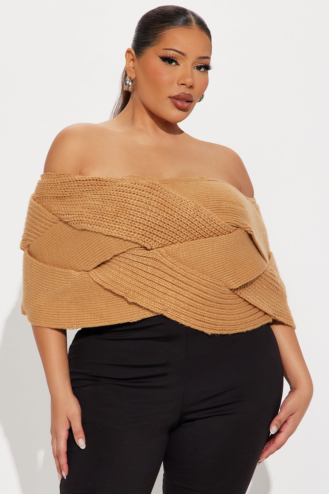 Flirt On Sight Twisted Sweater Top - Camel