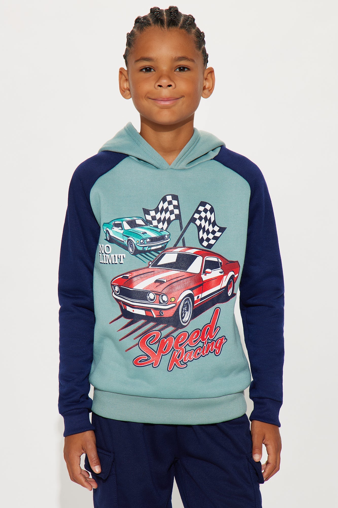 Mini Speed Racing Hoodie And Jogger Pant Set - Blue/combo