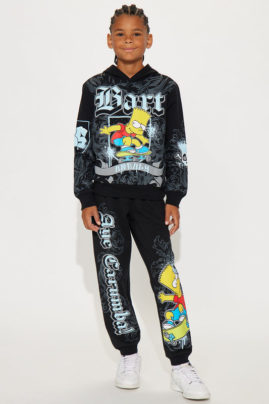 Mini Bart Simpson Hoodie And Jogger Pant Set - Black