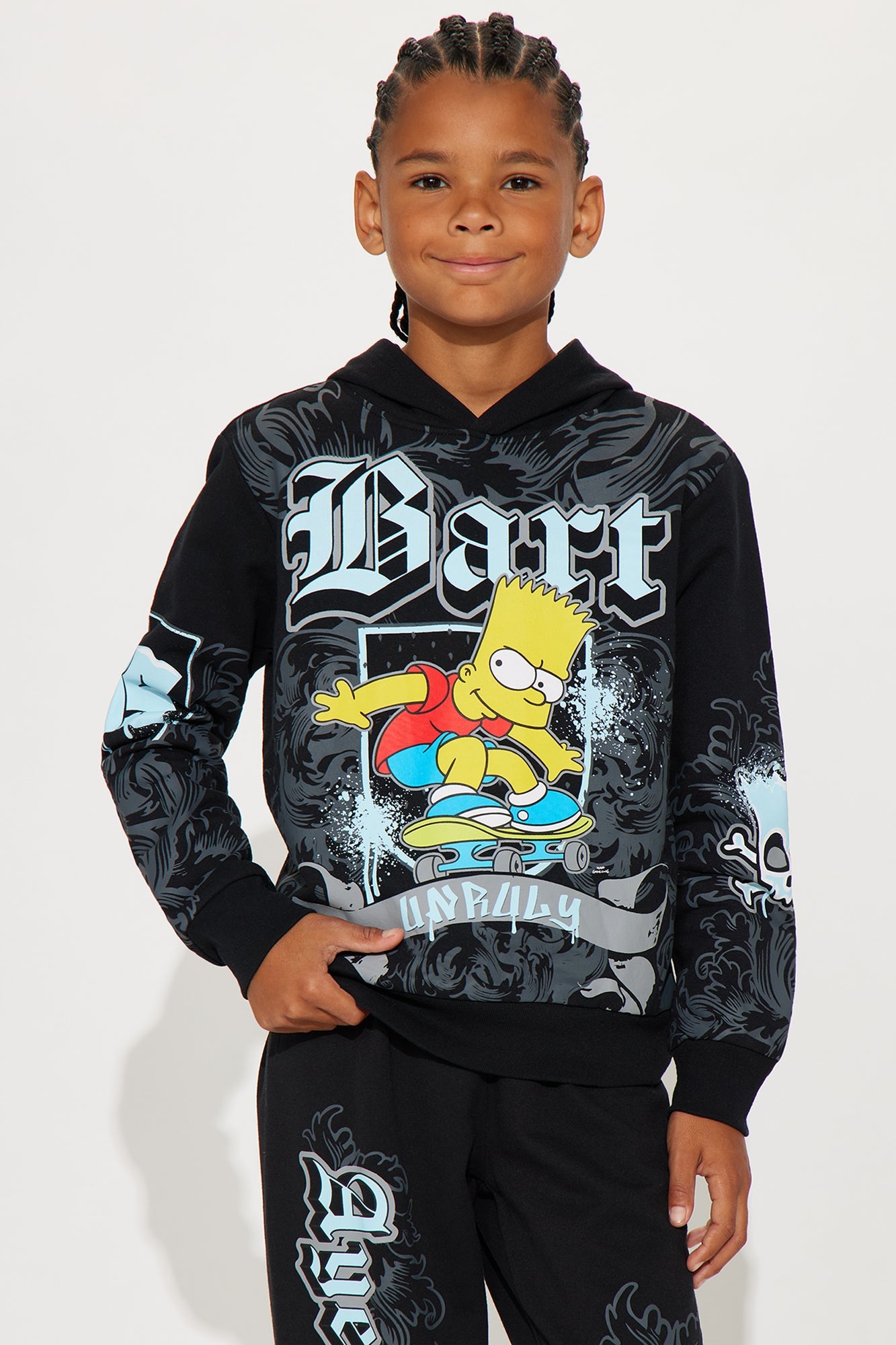 Mini Bart Simpson Hoodie And Jogger Pant Set - Black