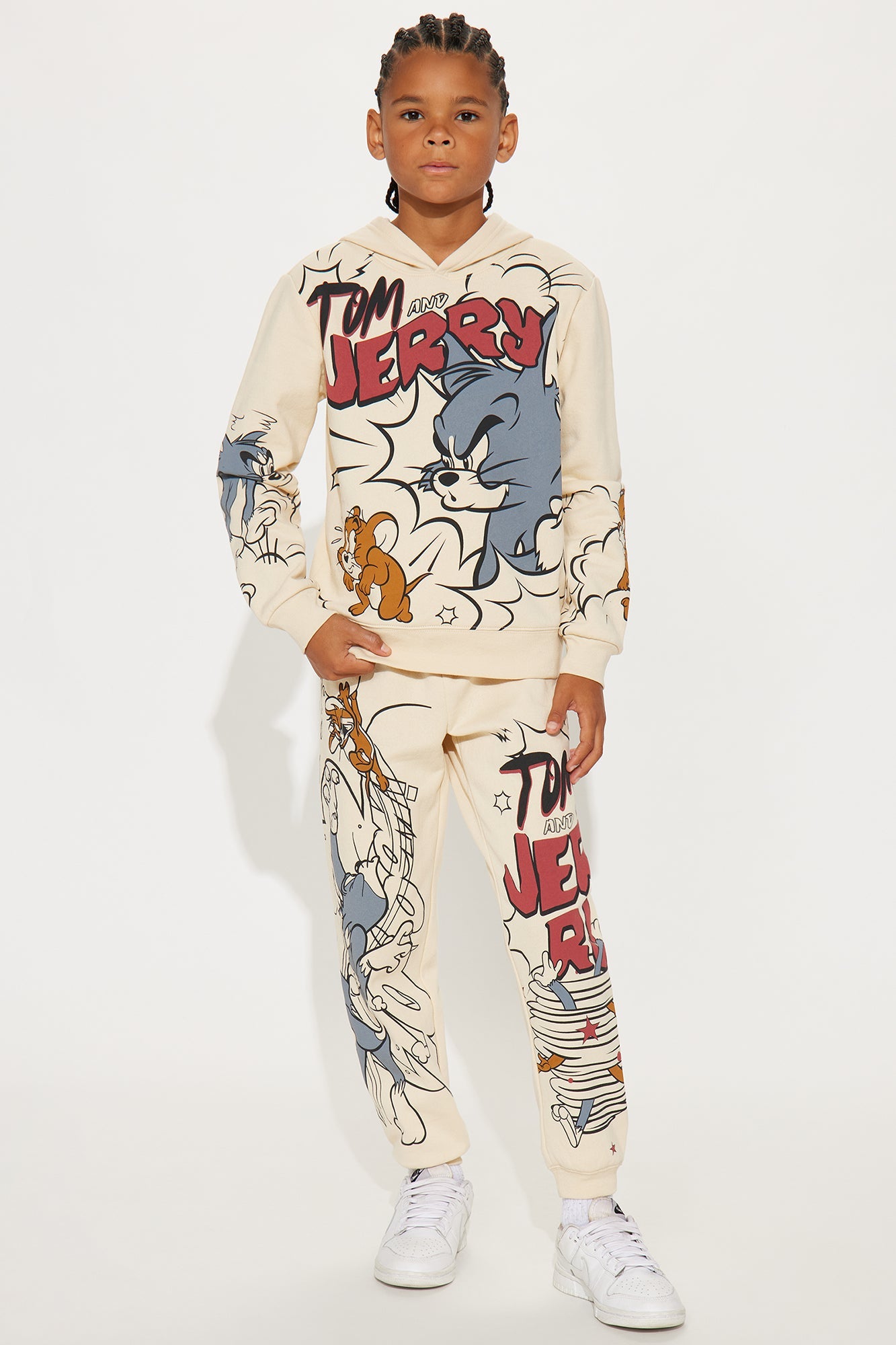 Mini Tom & Jerry Hoodie And Jogger Pant Set - Natural