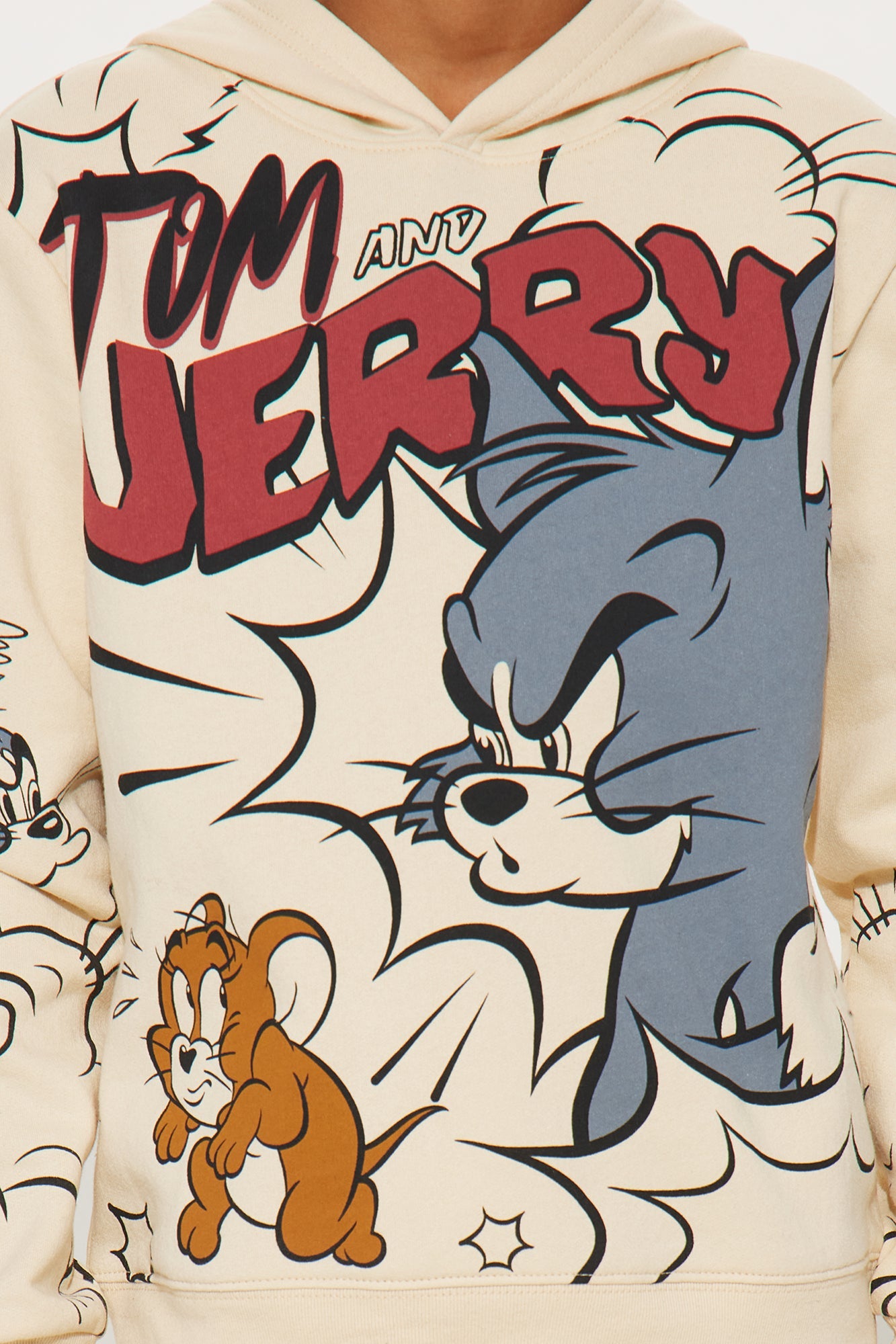 Mini Tom & Jerry Hoodie And Jogger Pant Set - Natural