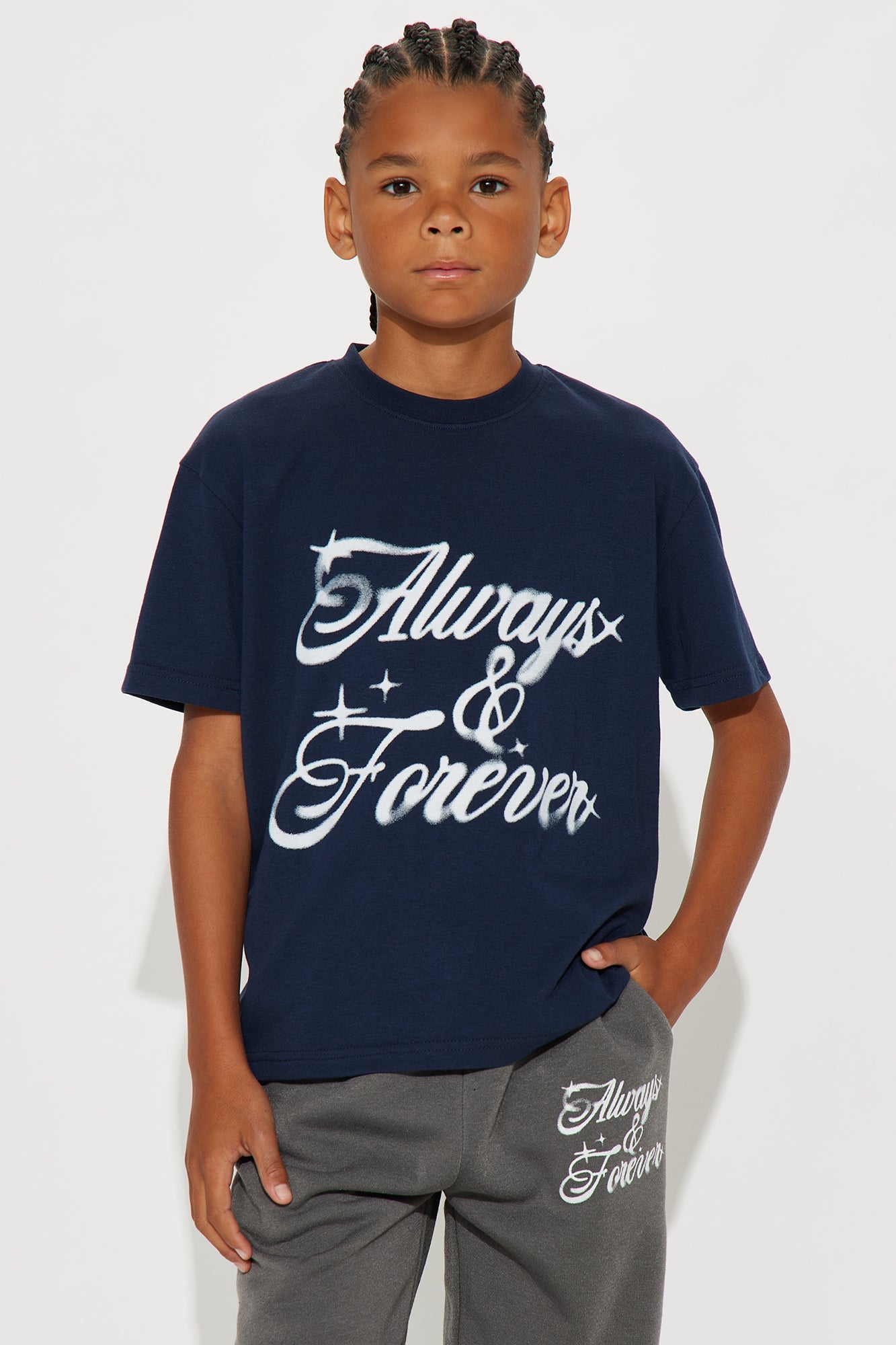 Mini Always & Forever Pant Set - Navy/combo