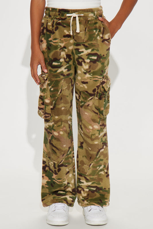 Mini Baggy Camo Cargo Fleece Pants - Camouflage