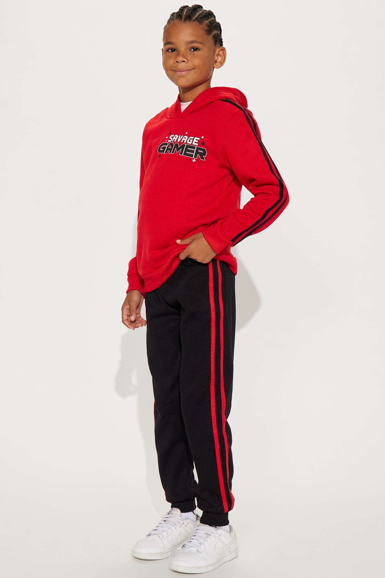 Mini Savage Gamer Pullover Hoodie And Jogger Pant Set - Red/combo