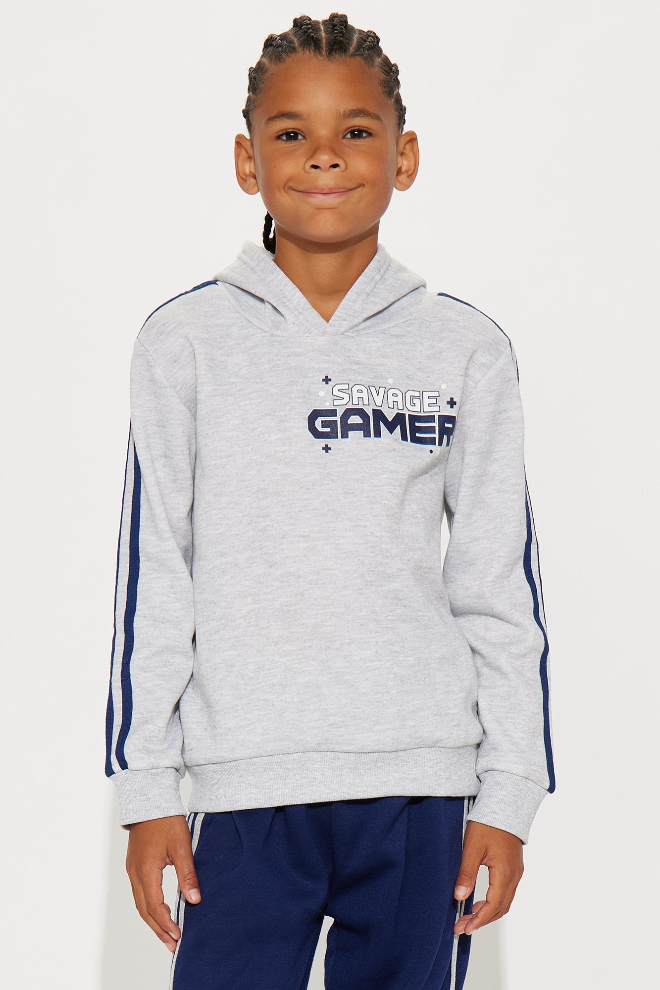 Mini Savage Gamer Pullover Hoodie And Jogger Pant Set - Heather/Combo