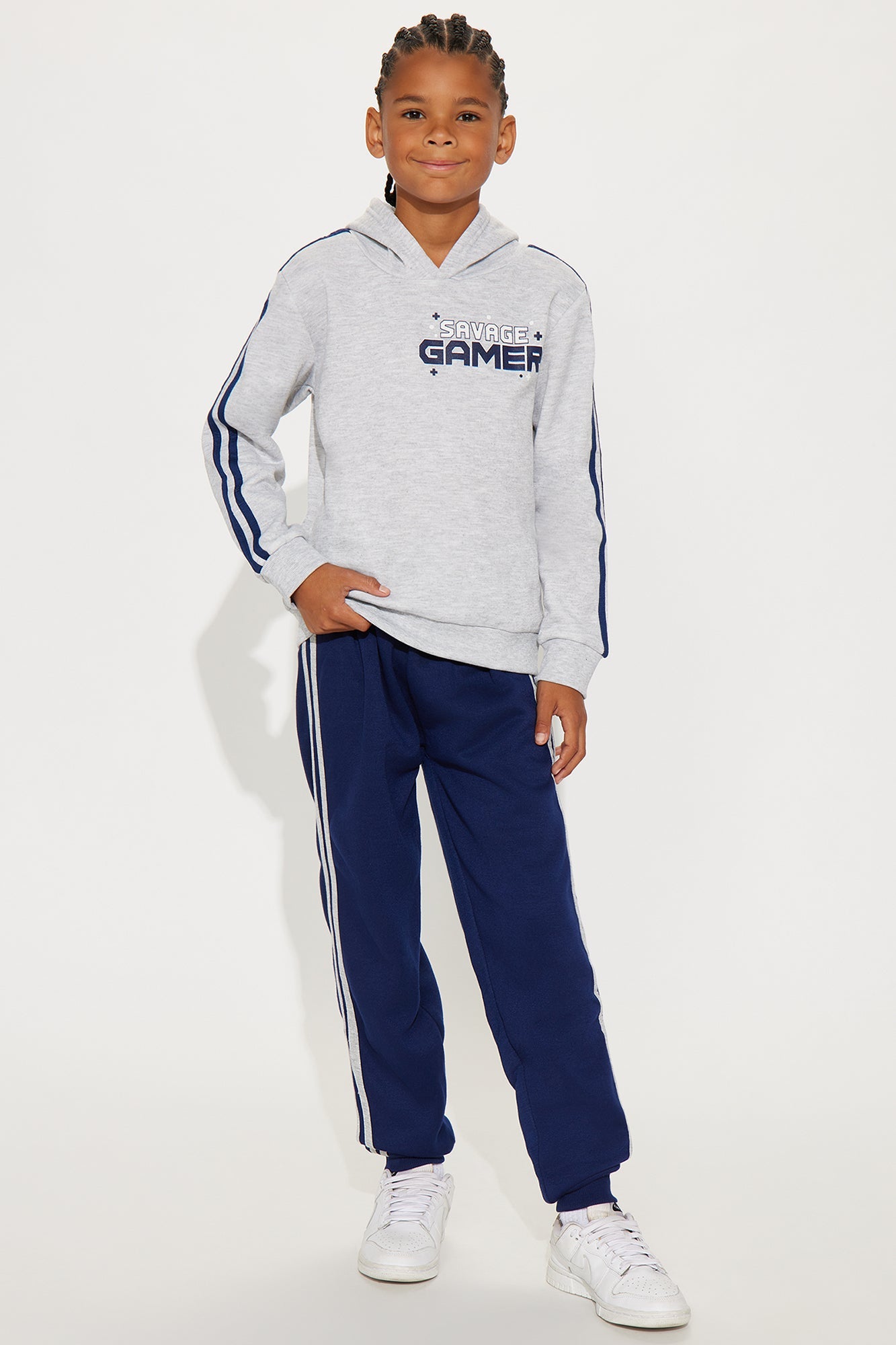 Mini Savage Gamer Pullover Hoodie And Jogger Pant Set - Heather/Combo