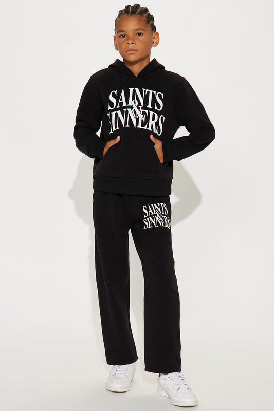 Mini Saints & Sinners Hoodie And Pant Set - Black