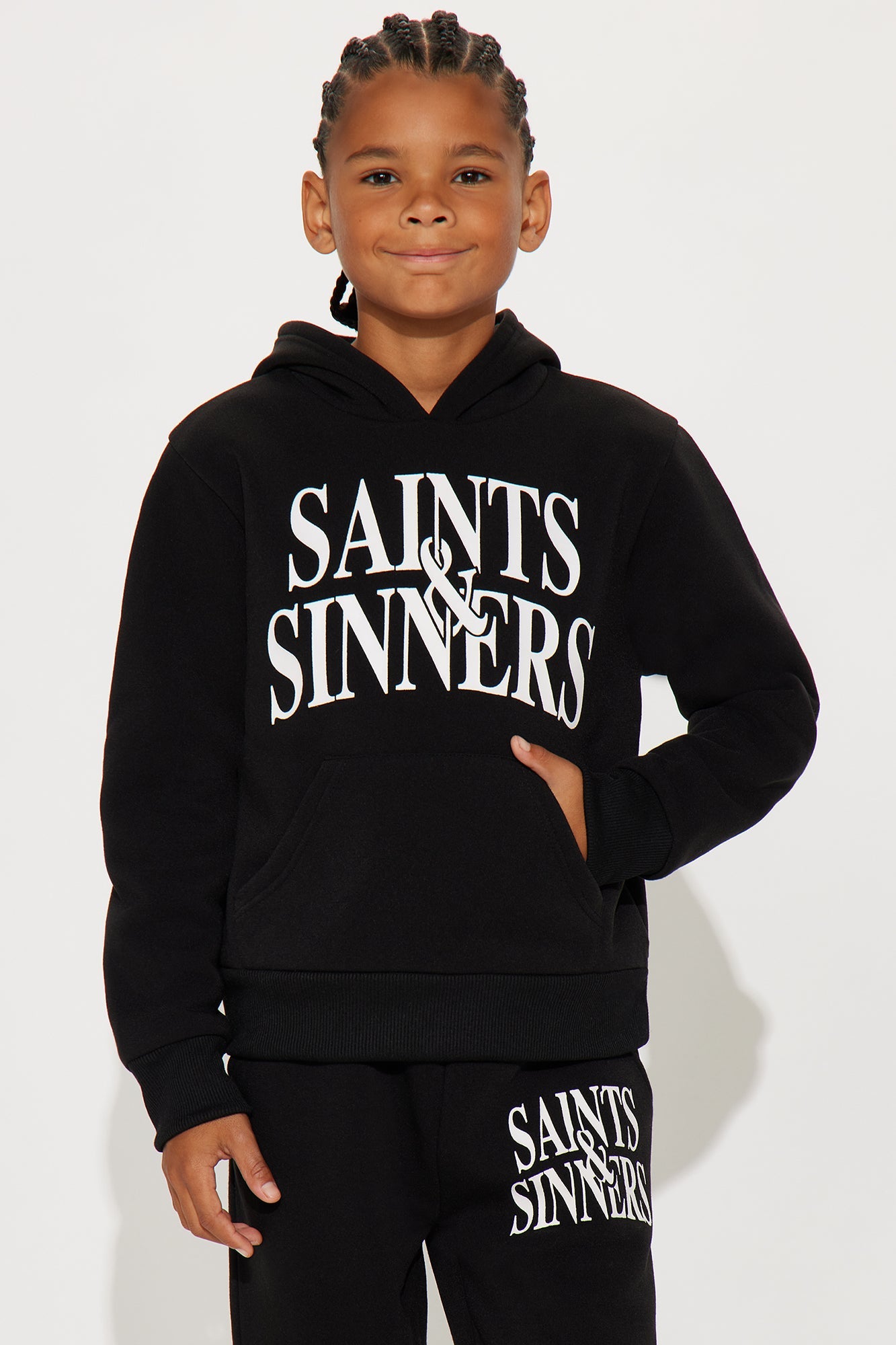 Mini Saints & Sinners Hoodie And Pant Set - Black