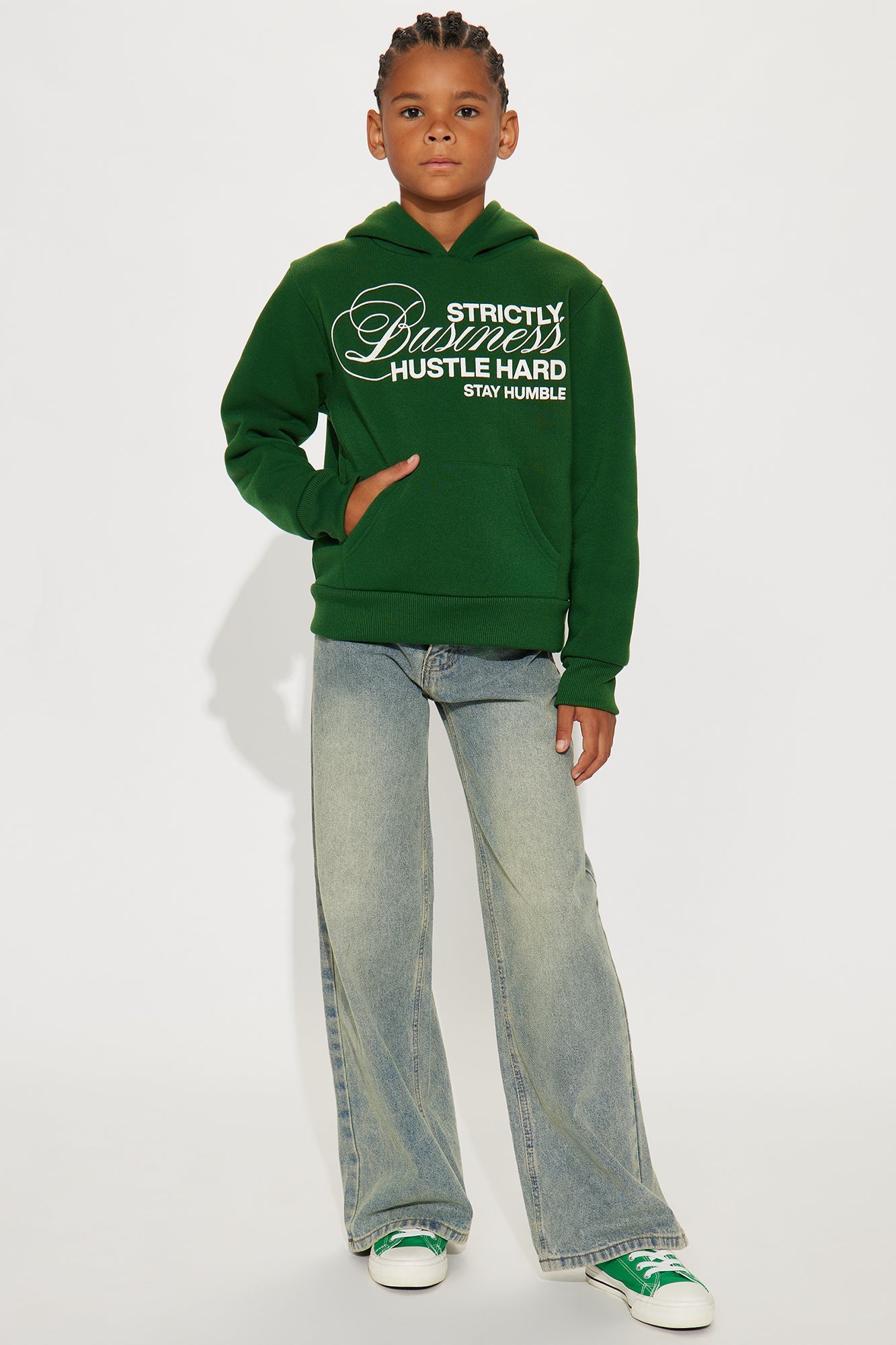 Mini Strictly Business Pullover Hoodie - Green