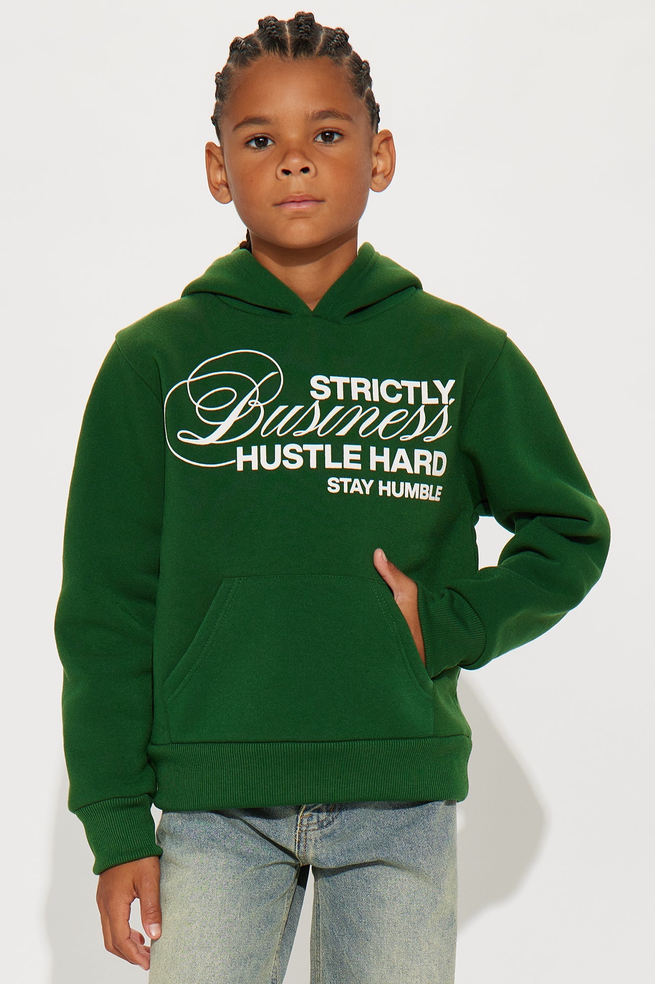 Mini Strictly Business Pullover Hoodie - Green