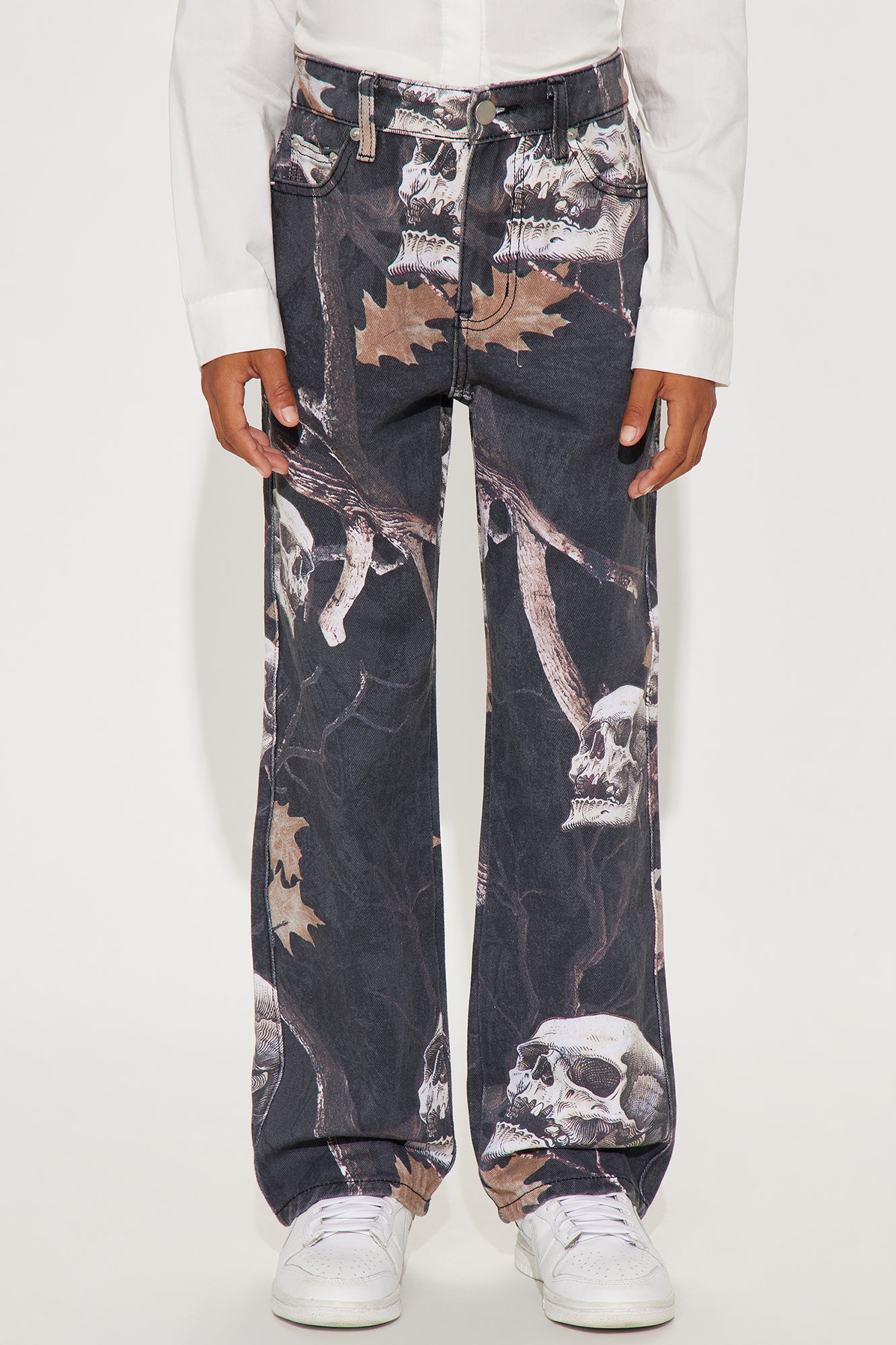 Mini Baggy Skull Leaves Printed Pant - Camouflage