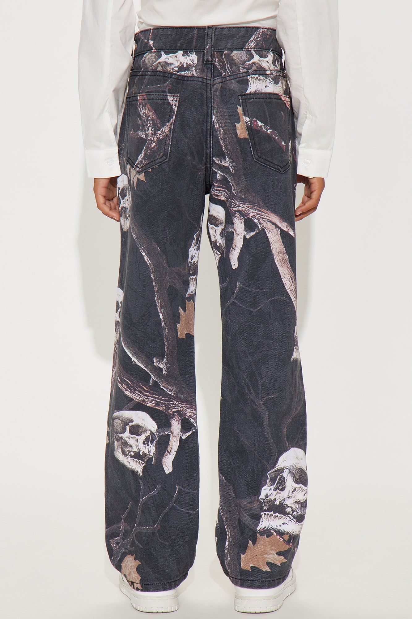Mini Baggy Skull Leaves Printed Pant - Camouflage