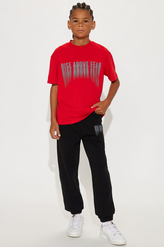 Mini Rise Above Jogger Pant Set - Red/combo