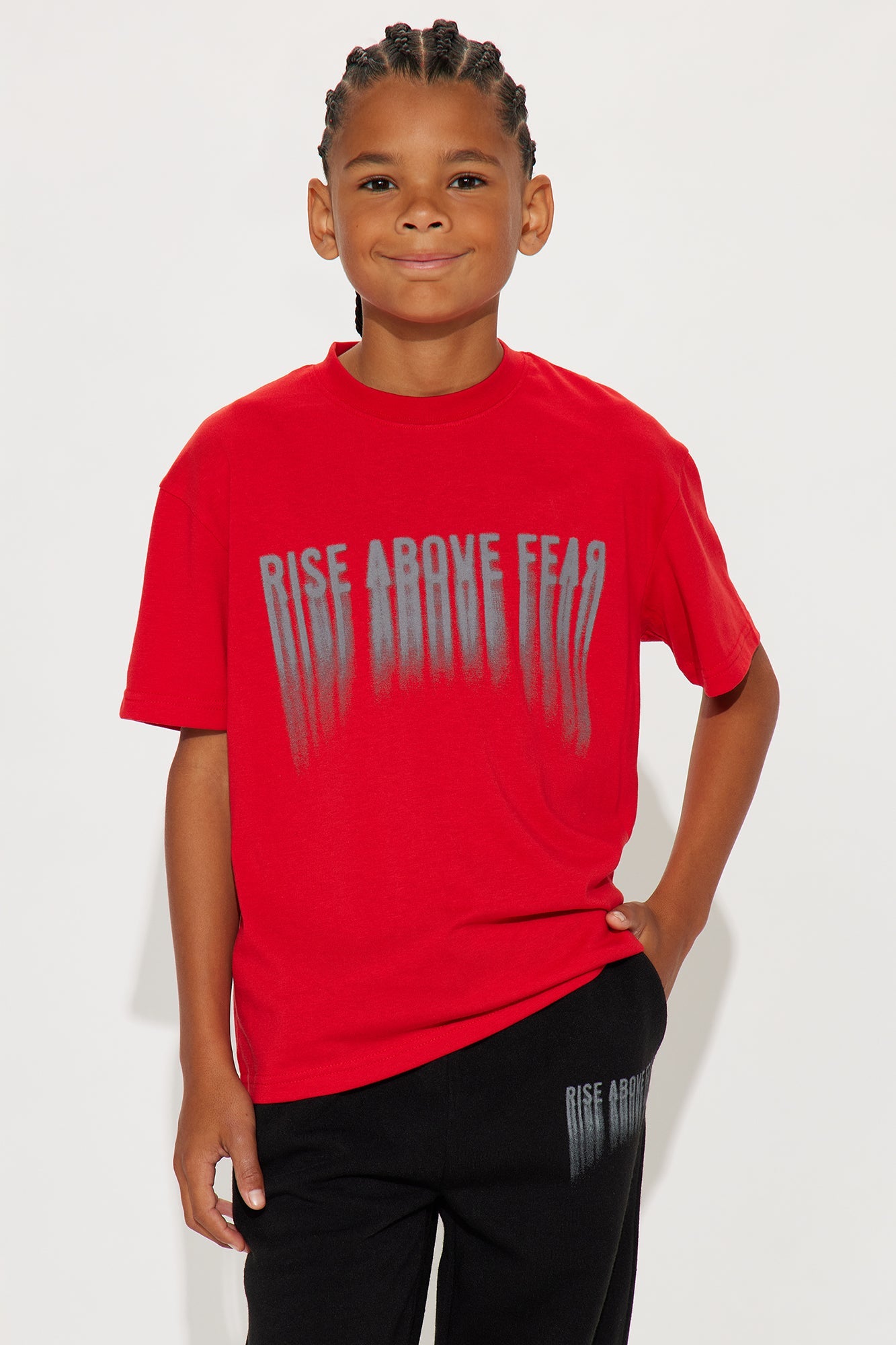 Mini Rise Above Jogger Pant Set - Red/combo