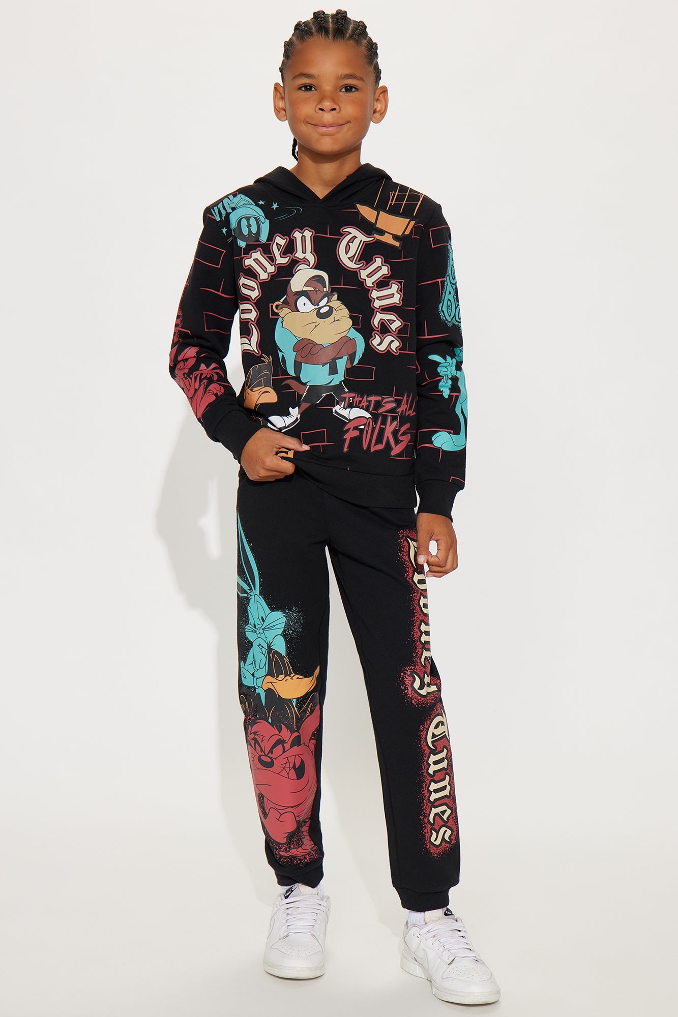 Mini Looney Tunes Hoodie And Jogger Pant Set - Black