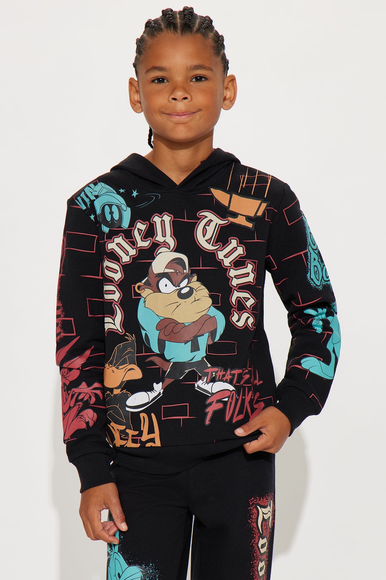 Mini Looney Tunes Hoodie And Jogger Pant Set - Black