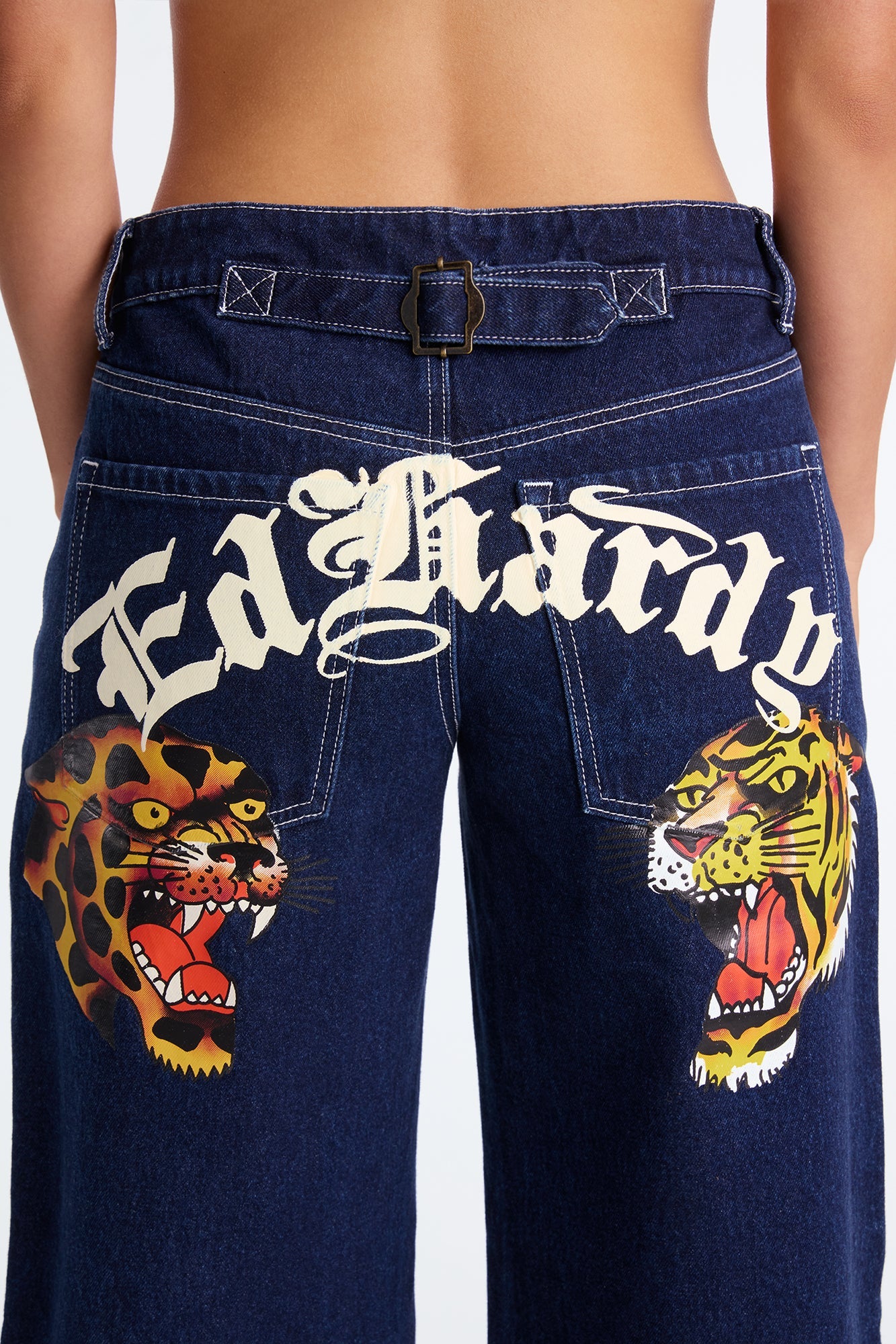 Ed Hardy Tiger Baggy Jeans - Medium Wash