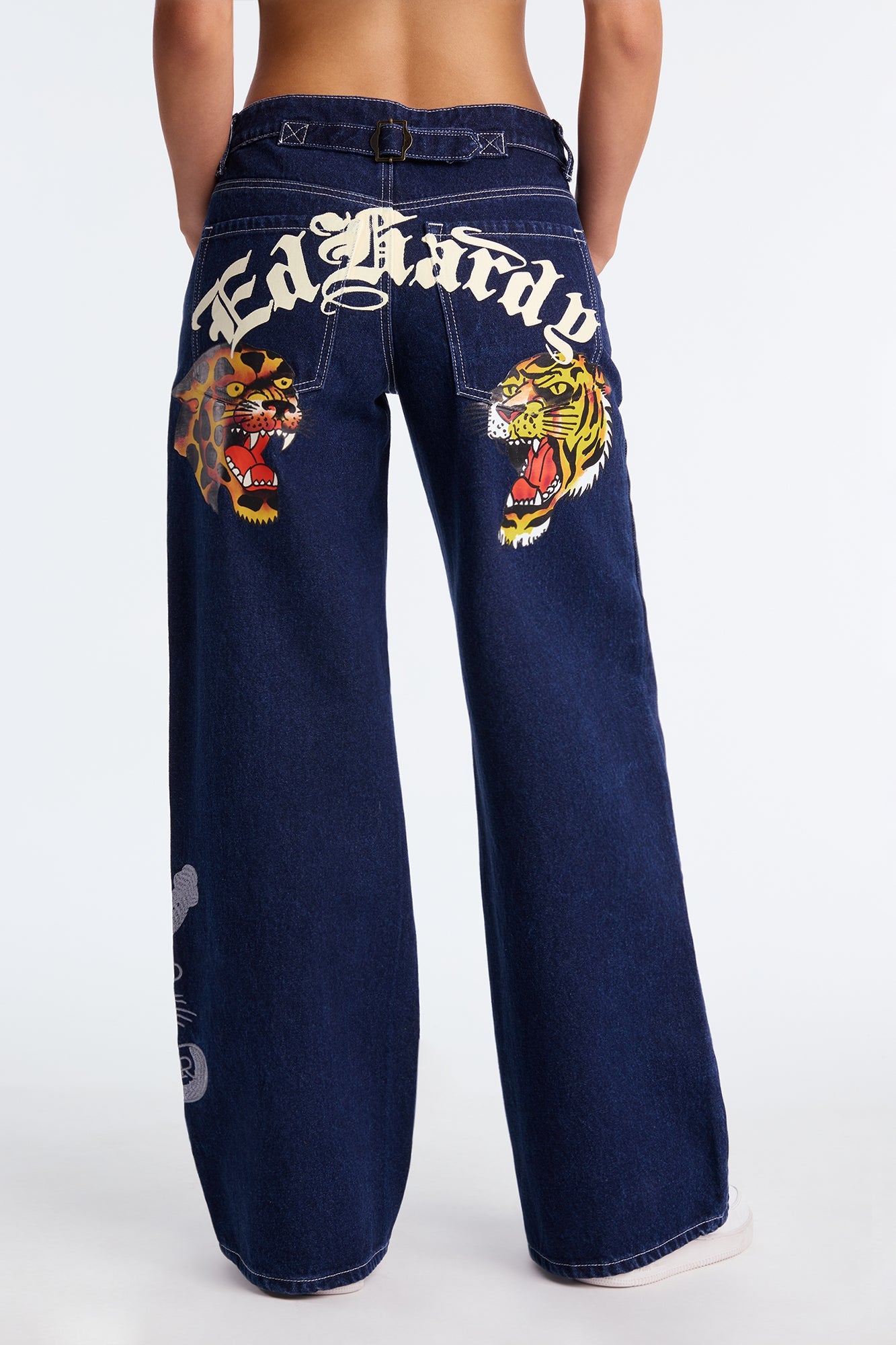 Ed Hardy Tiger Baggy Jeans - Medium Wash