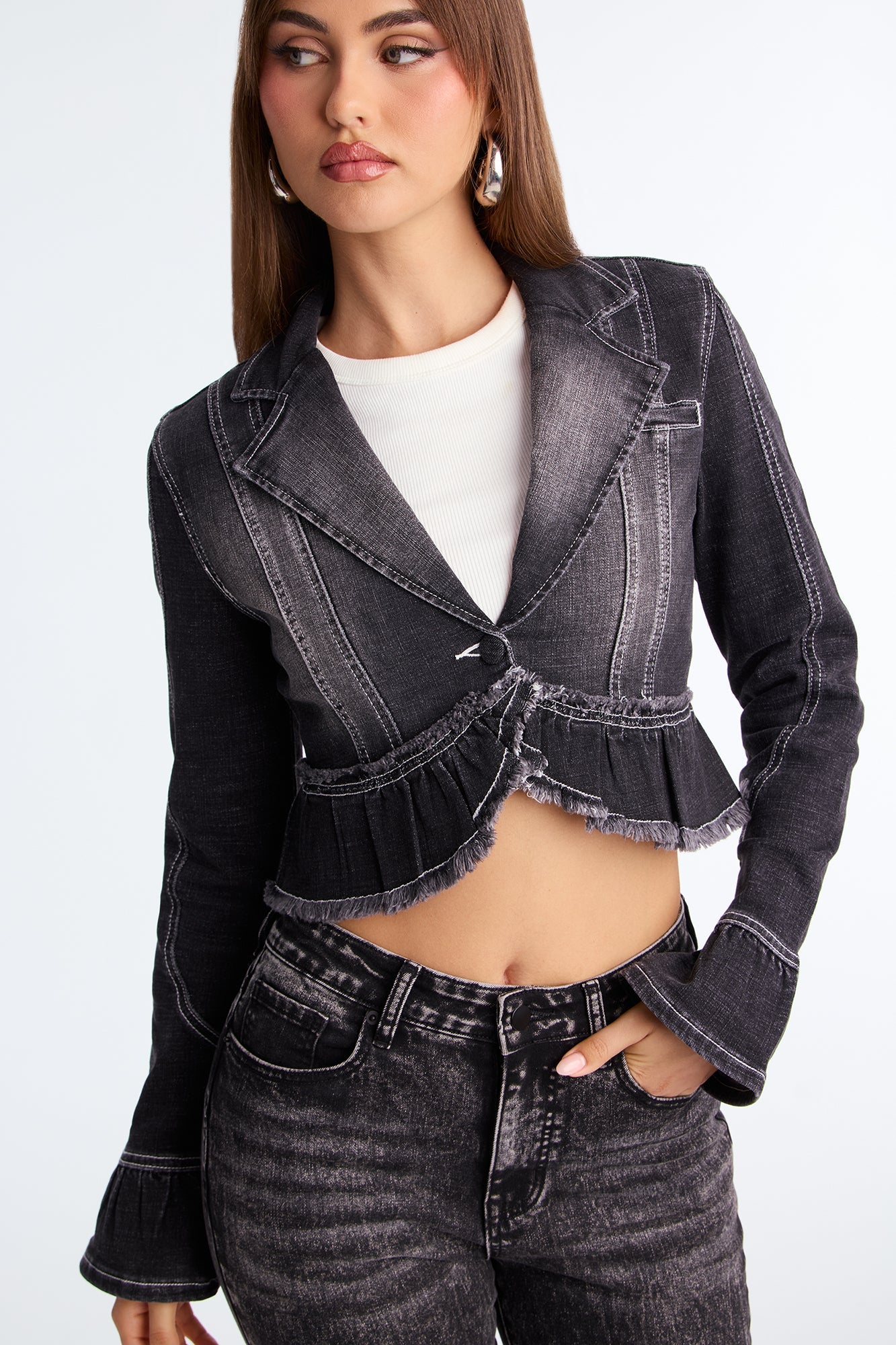 Low Fidelity Denim Blazer - Grey