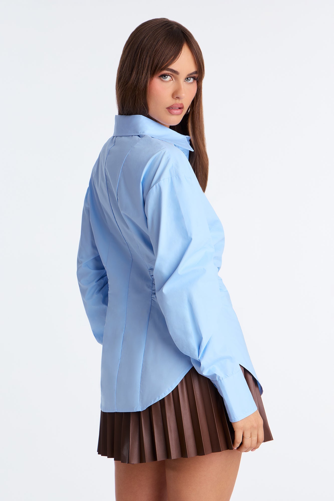 Alaia Poplin Button Up Shirt - Blue