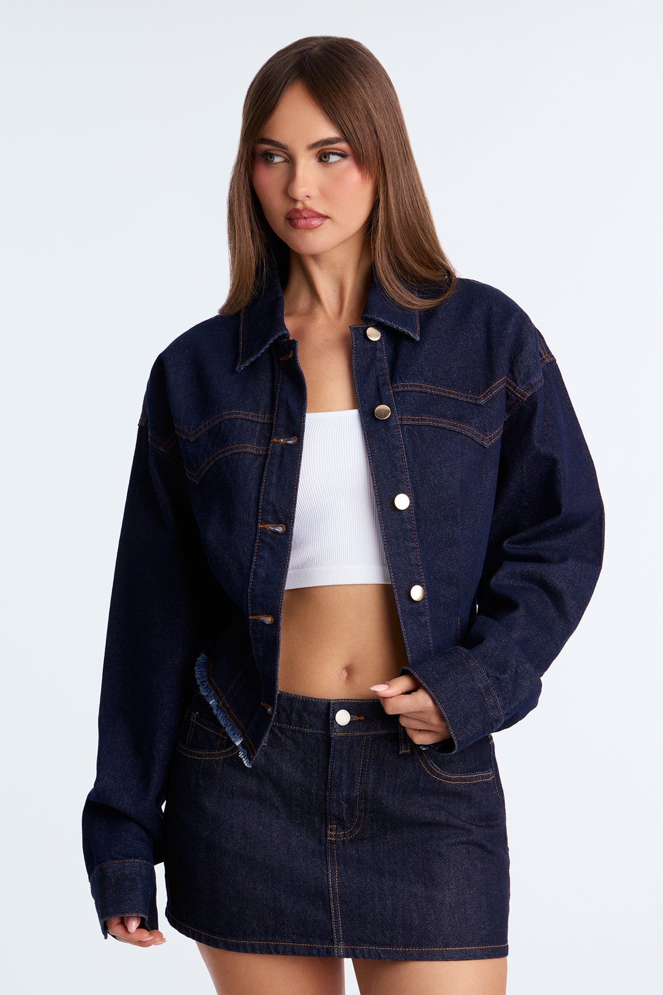 Western Way Back Cinch Denim Jacket - Dark Wash