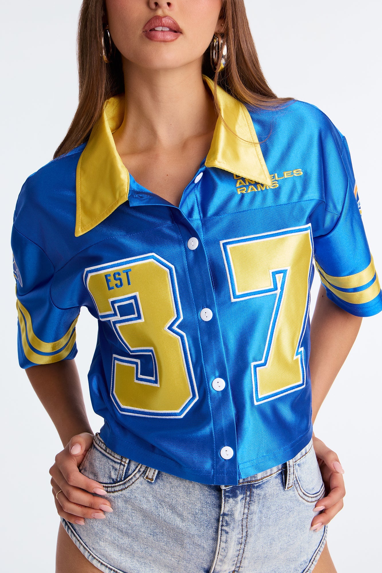 NFL LA Rams Cropped Shirt - Royal/combo