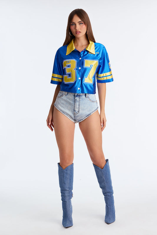 NFL LA Rams Cropped Shirt - Royal/combo