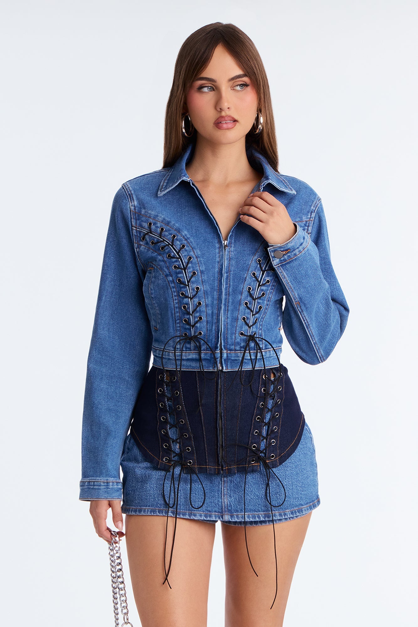 Laced Intentions Denim Jacket - Medium Wash