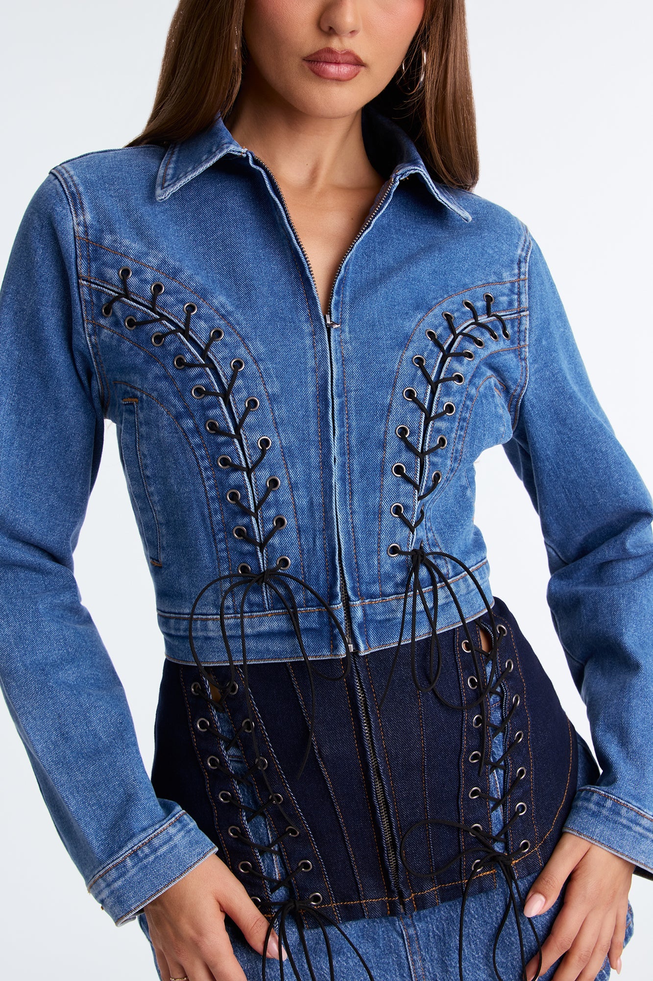 Laced Intentions Denim Jacket - Medium Wash