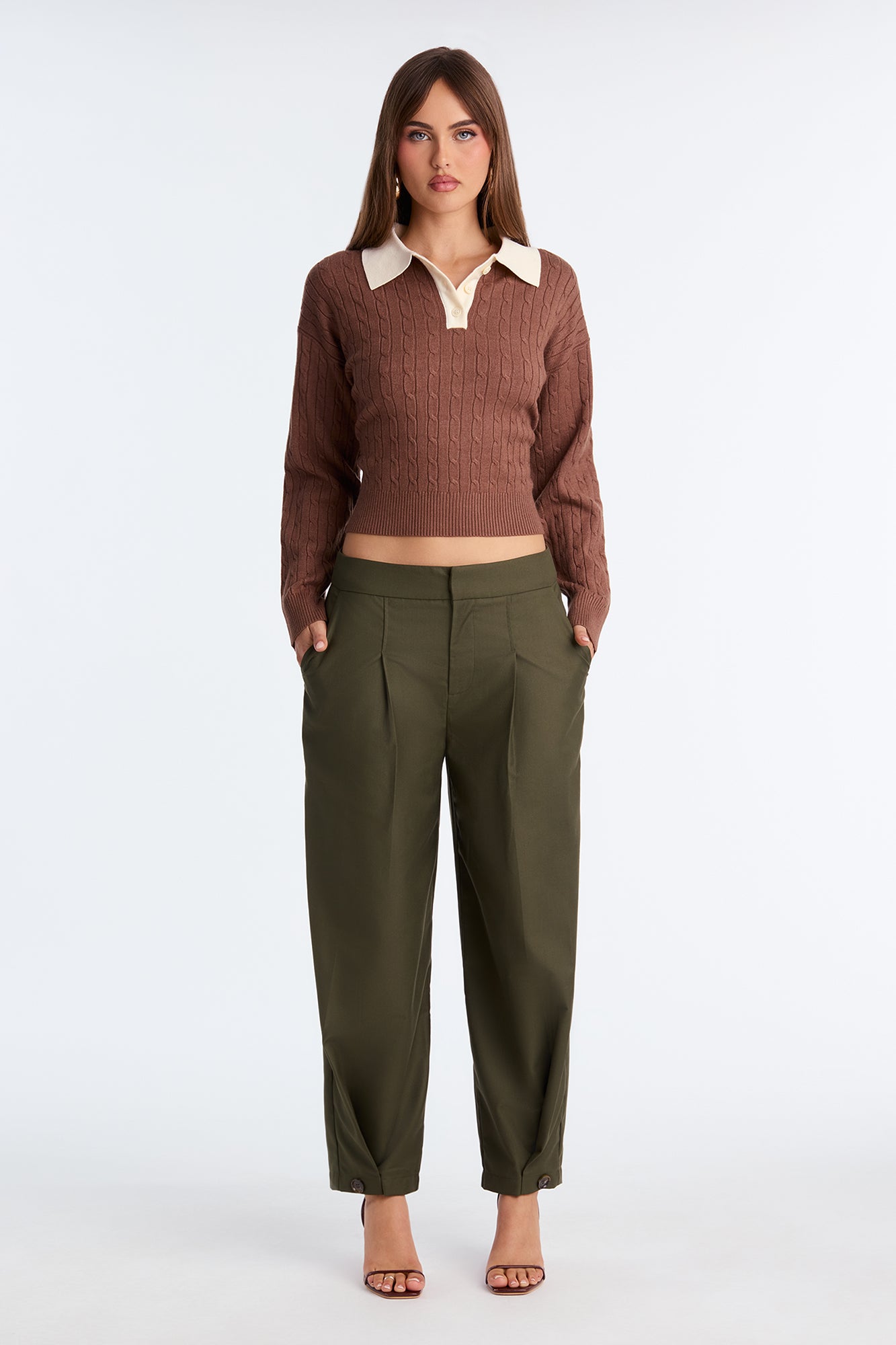 Business Only Balloon Leg Trousers - Olive