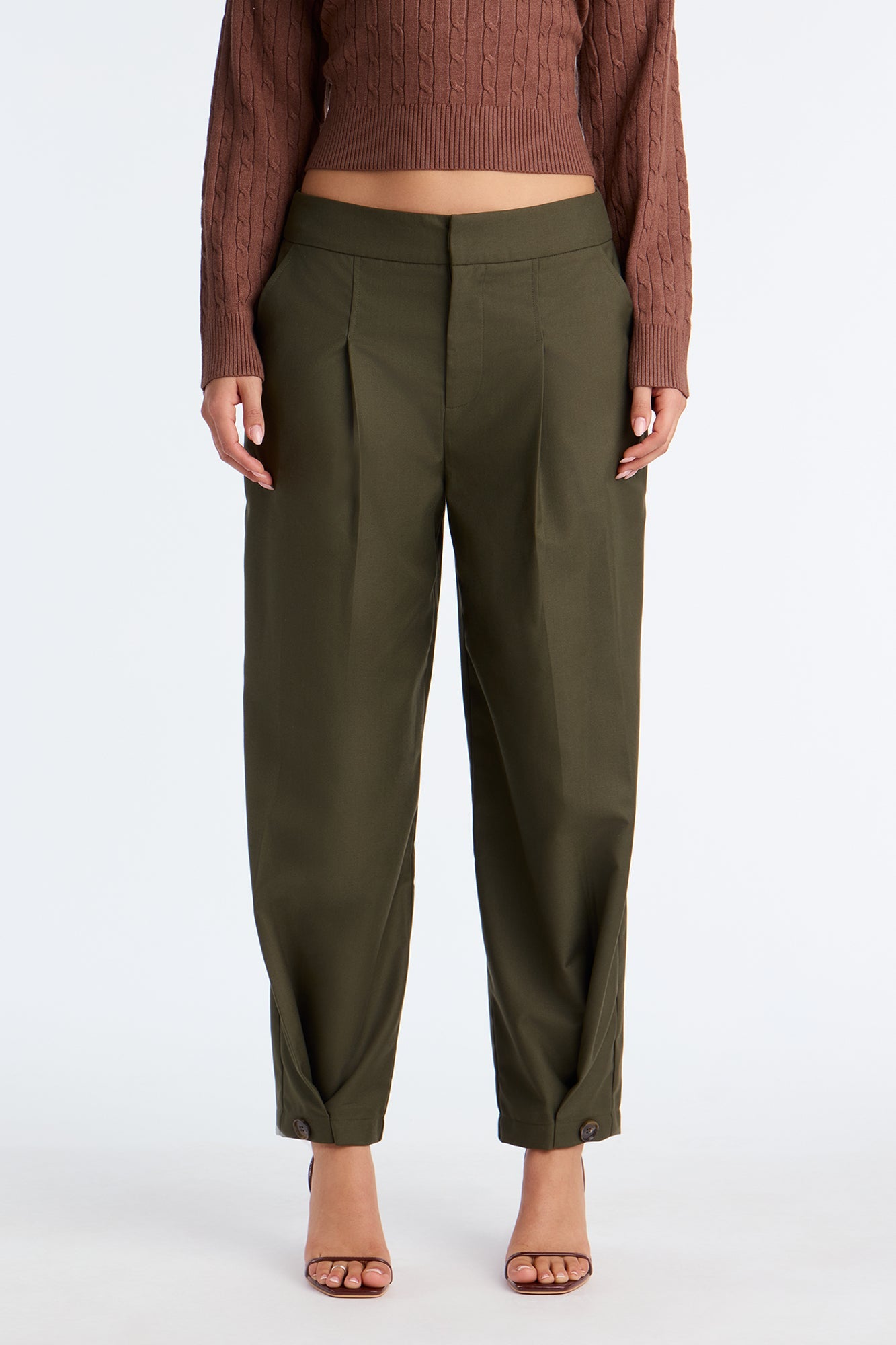 Business Only Balloon Leg Trousers - Olive