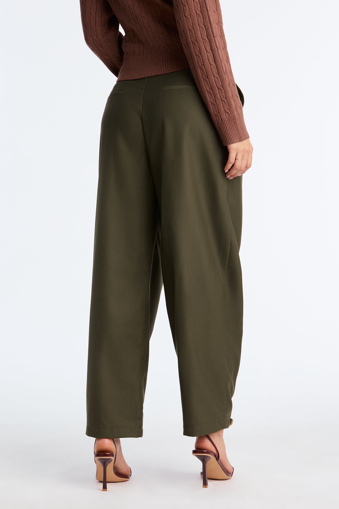 Business Only Balloon Leg Trousers - Olive