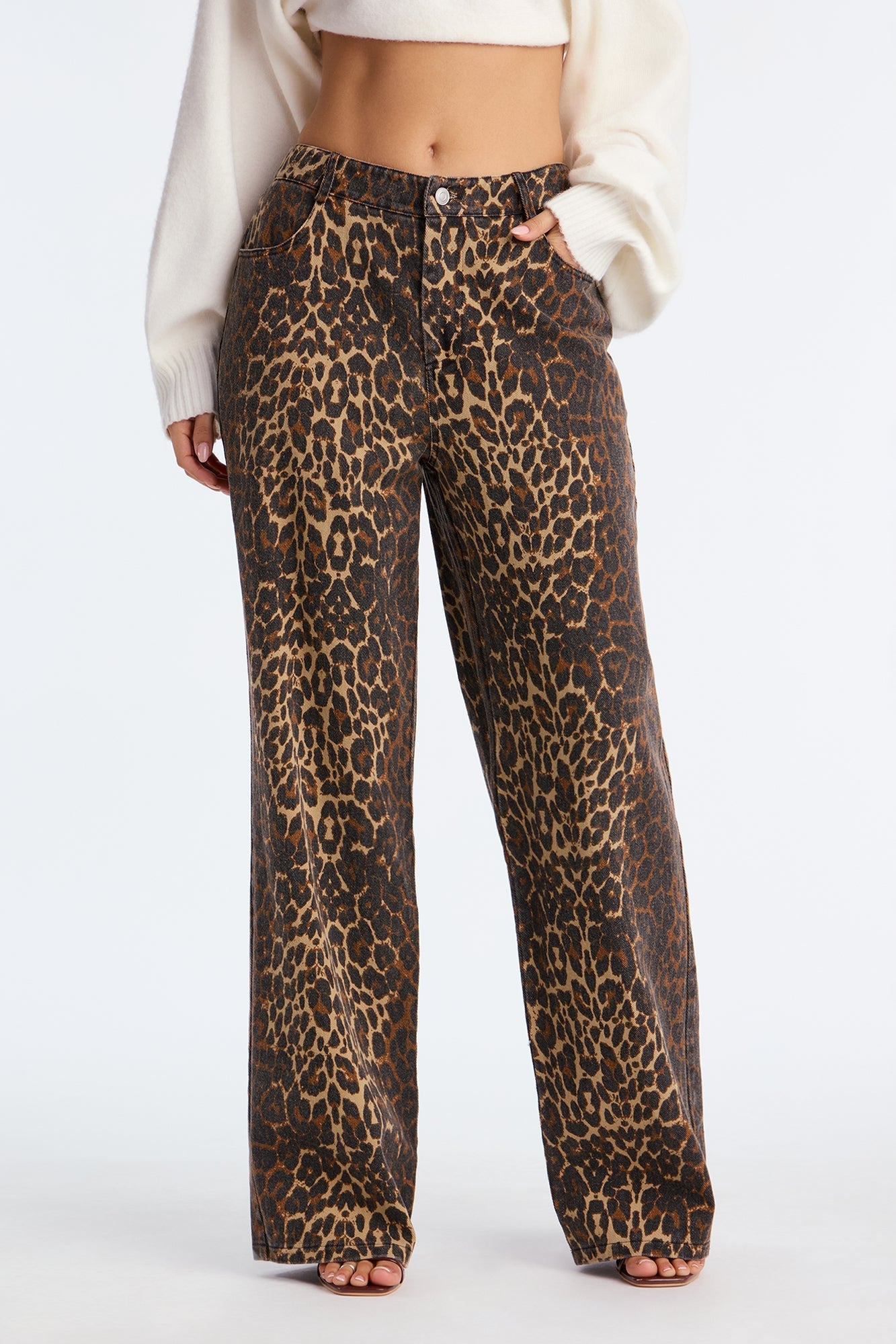 Put A Bow On It Leopard Print Pants 33″ - Leopard