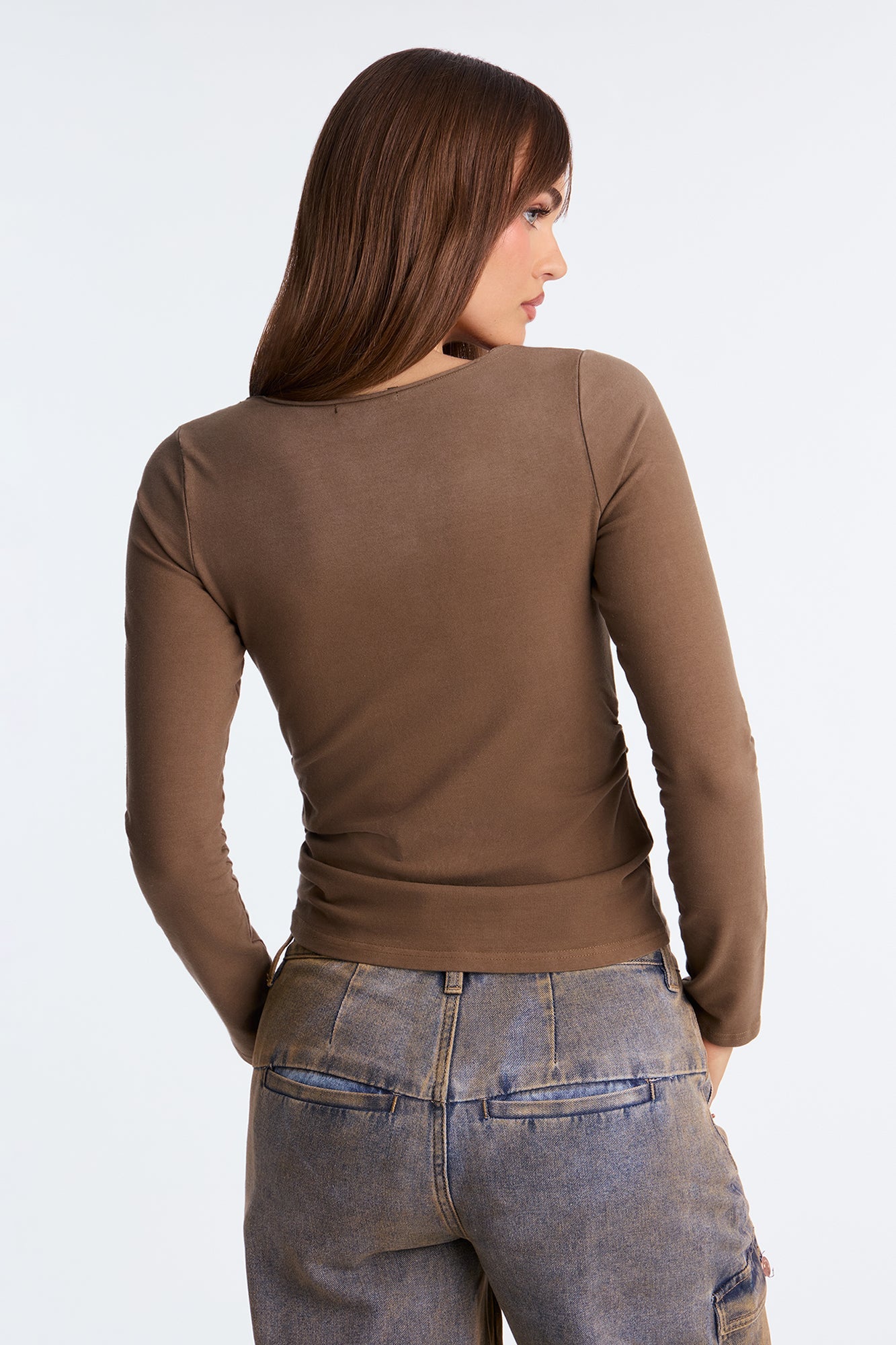 Holy Revival Ombre Long Sleeve Top - Brown
