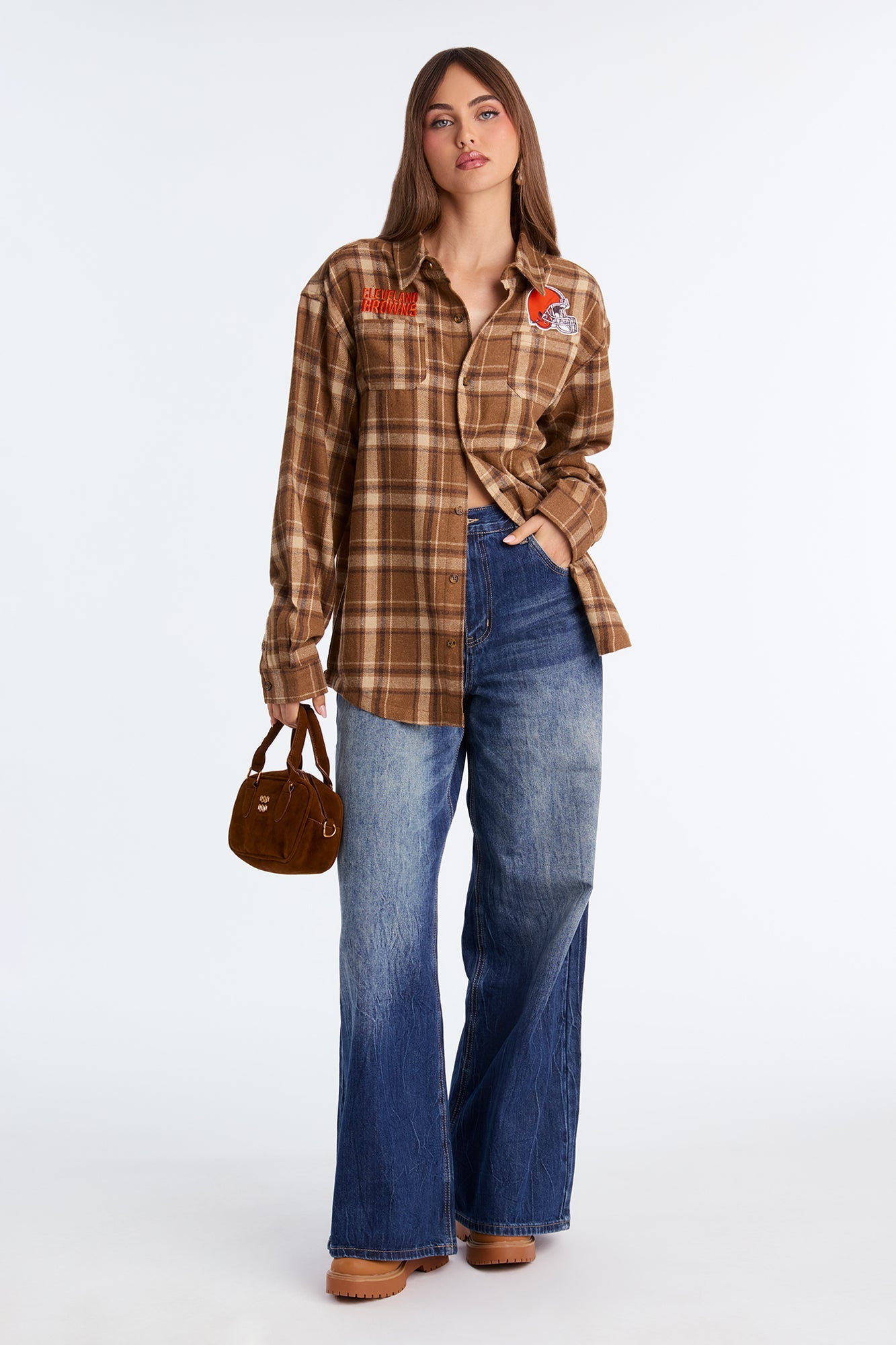 NFL Cleveland Browns Plaid Flannel - Brown/combo