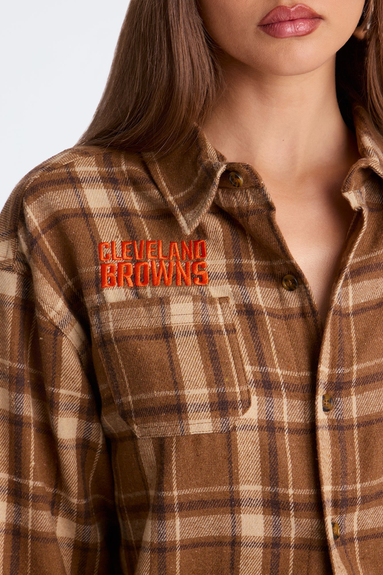NFL Cleveland Browns Plaid Flannel - Brown/combo