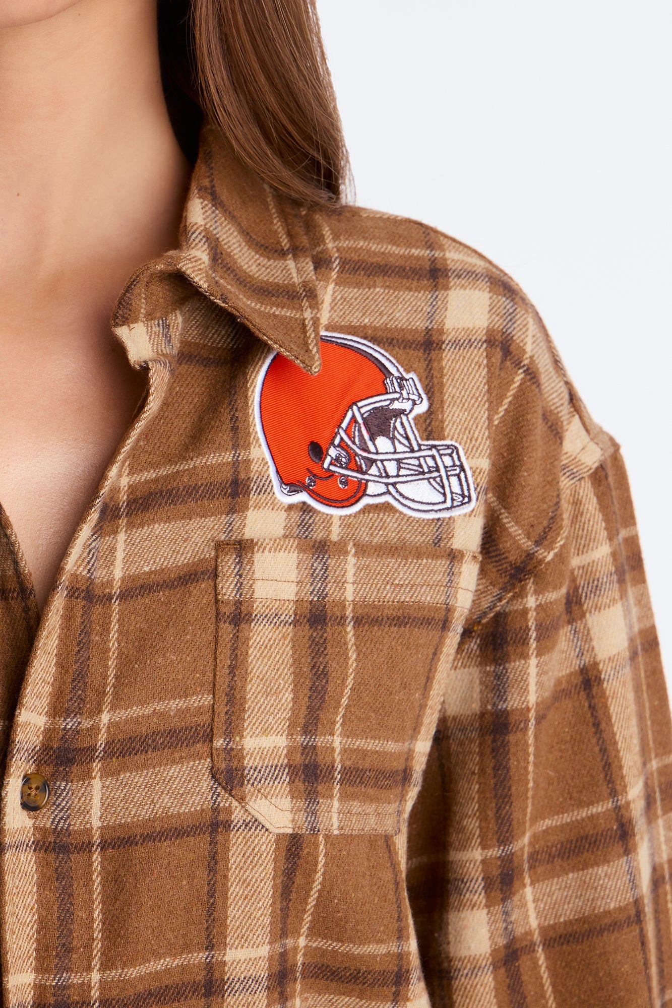 NFL Cleveland Browns Plaid Flannel - Brown/combo