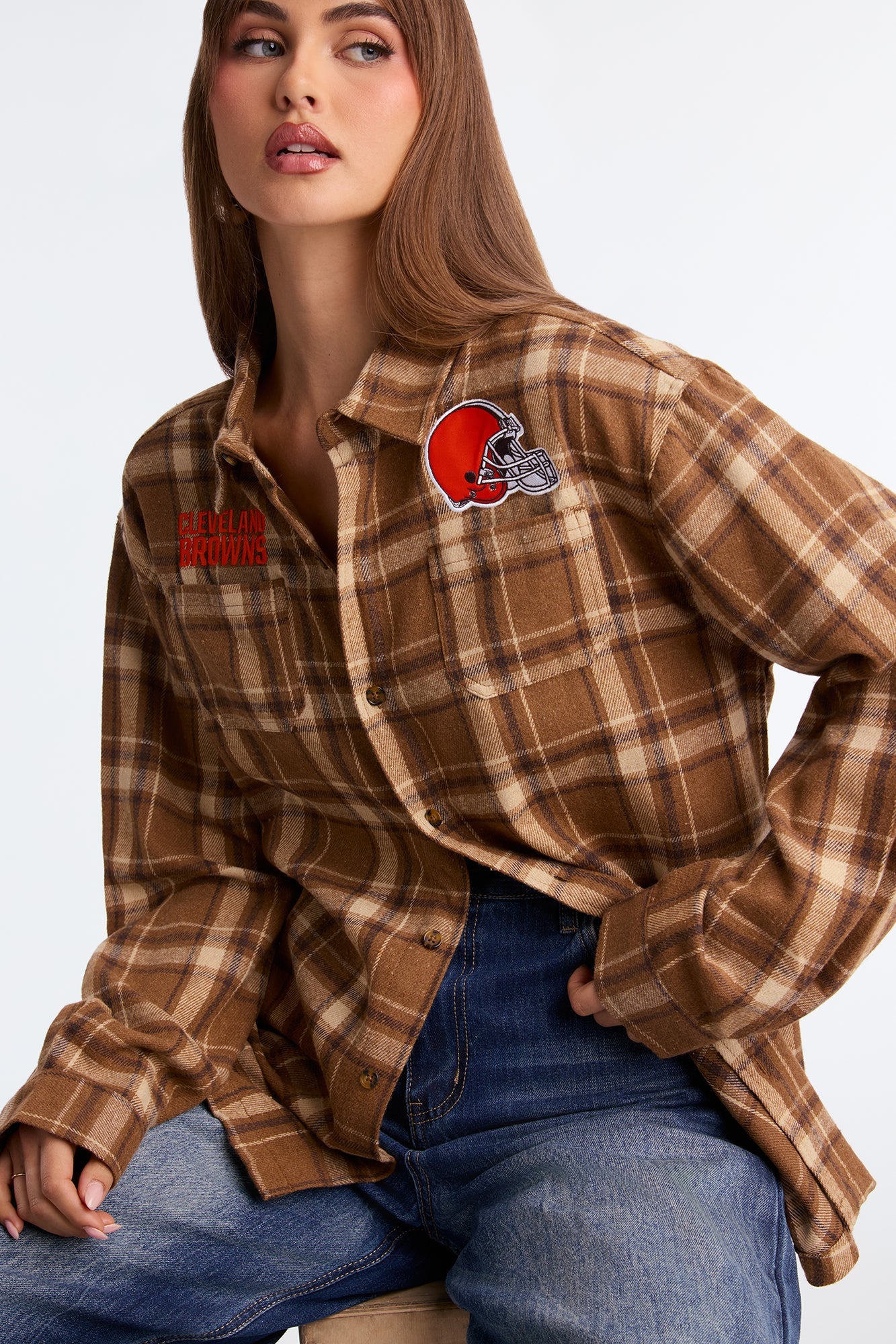NFL Cleveland Browns Plaid Flannel - Brown/combo